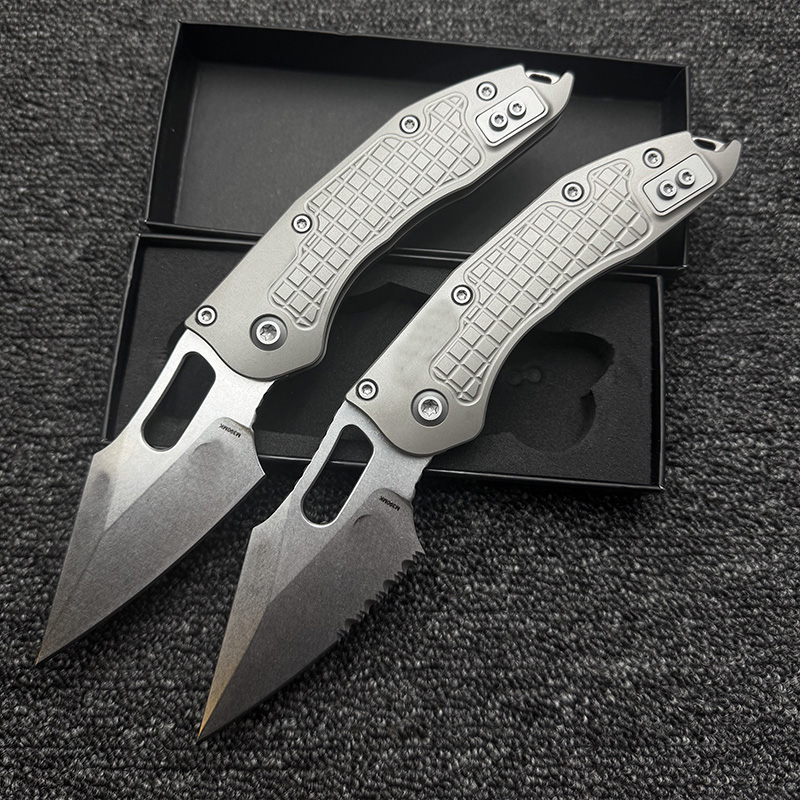 Knife Hunting Fixed Blade - LEMIFSHE ステッチ RamL マニュアルチタンハンドルセラミックベアリングマーク M390 ブレード狩猟屋外魚