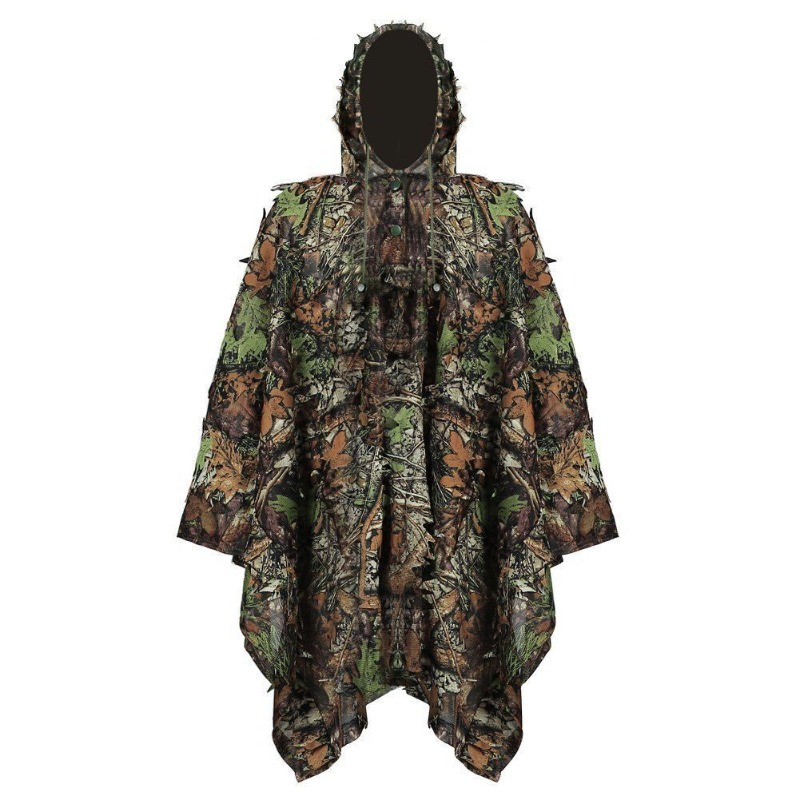 Outdoor Hunting Movies - 大人用屋外ギリースーツリアルな3D葉模擬迷彩ポンチョマントステルスセット森林CSゲーム服狩猟射撃用