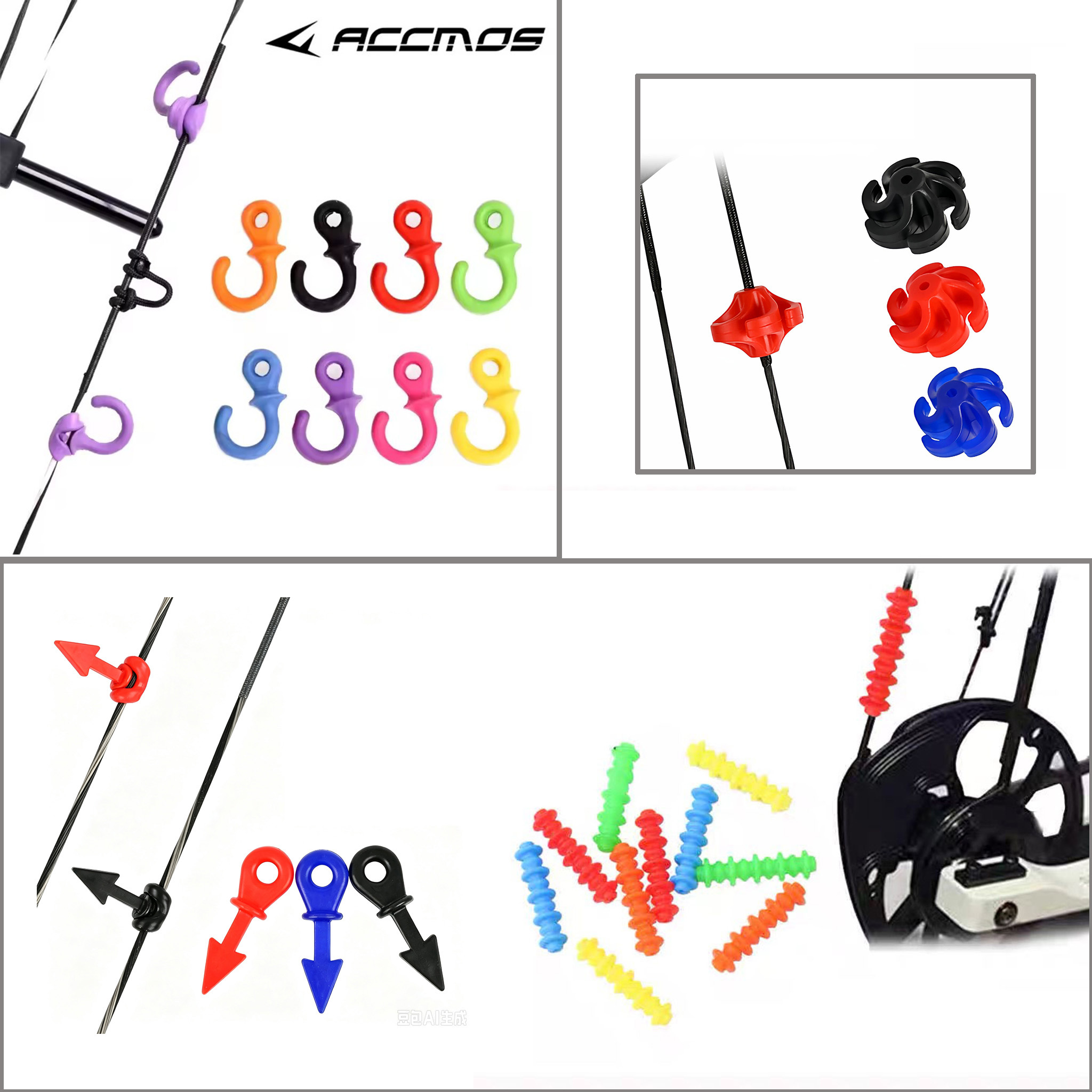 Bow Stringer Tool - 2個入り/4個入り、コンパウンドボウ用弦安定化装置、ゴム製ダンパー、衝撃吸収、振動低減、ターゲット射撃用アクセサリー