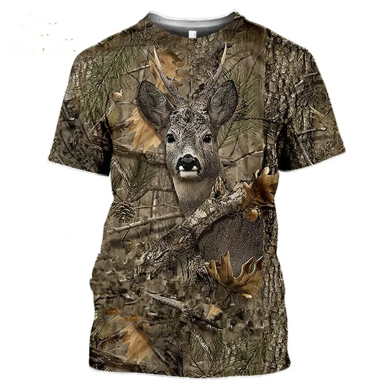 Wildman Hunting & Outdoor Photos - 2026 迷彩狩猟動物イノシシ 3d Tシャツ夏カジュアルメンズ Tシャツファッションストリート女性のプルオーバー半袖