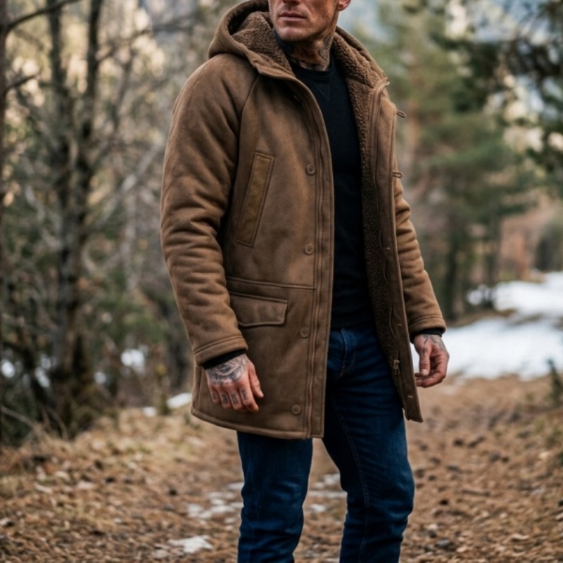 メンズフェイクファー裏地付きフード付き冬用ジャケット |   - Hunting Outdoor Wear のレビューと価格