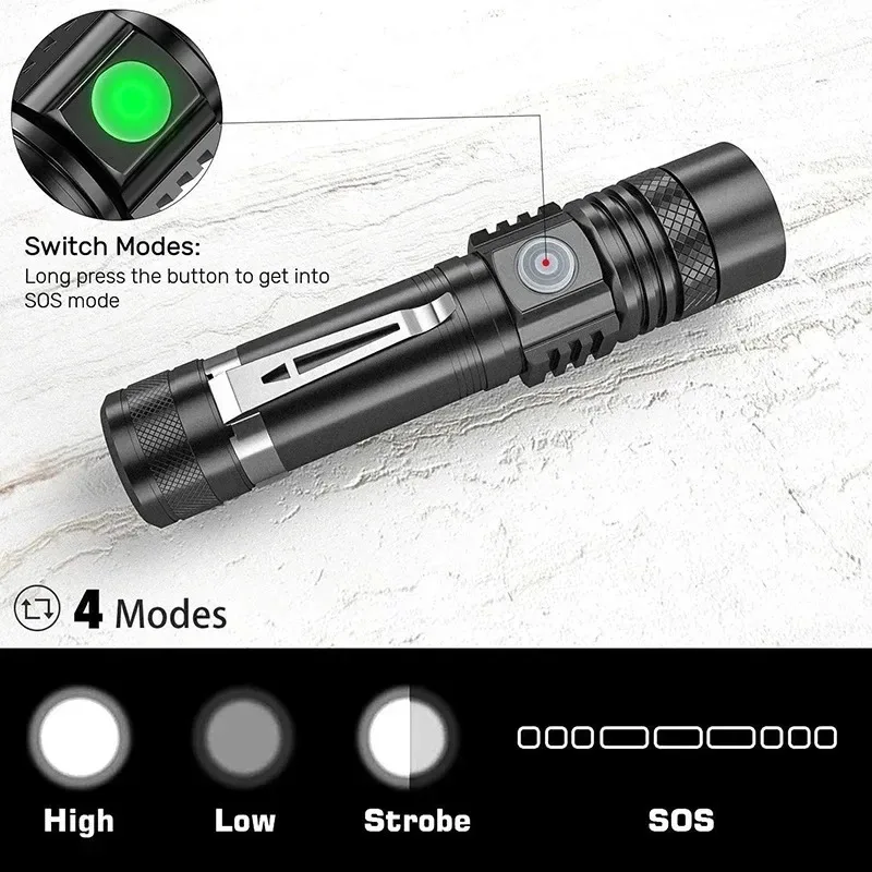 T6 LED 充電式懐中電灯、18650 ズーム可能なトーチ - Outdoor Hunting Lights のレビューと価格