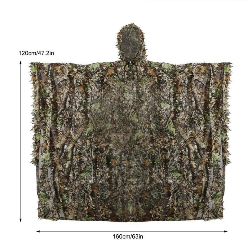 大人用屋外ギリースーツリアルな3D葉模擬迷彩ポンチョマントス - Outdoor Hunting Movies のレビューと価格