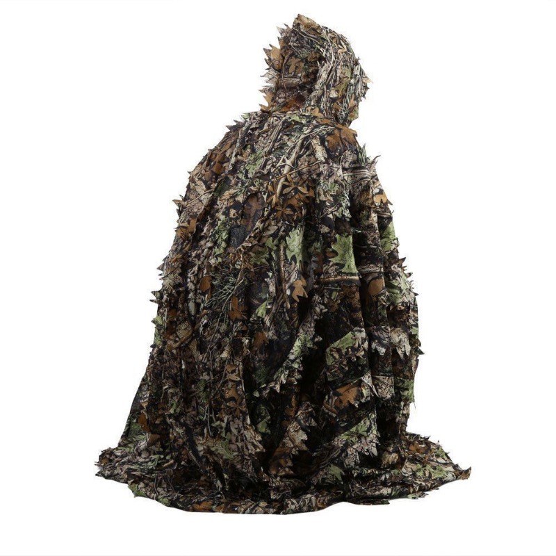 大人用屋外ギリースーツリアルな3D葉模擬迷彩ポンチョマントス - Outdoor Hunting Movies のレビューと価格