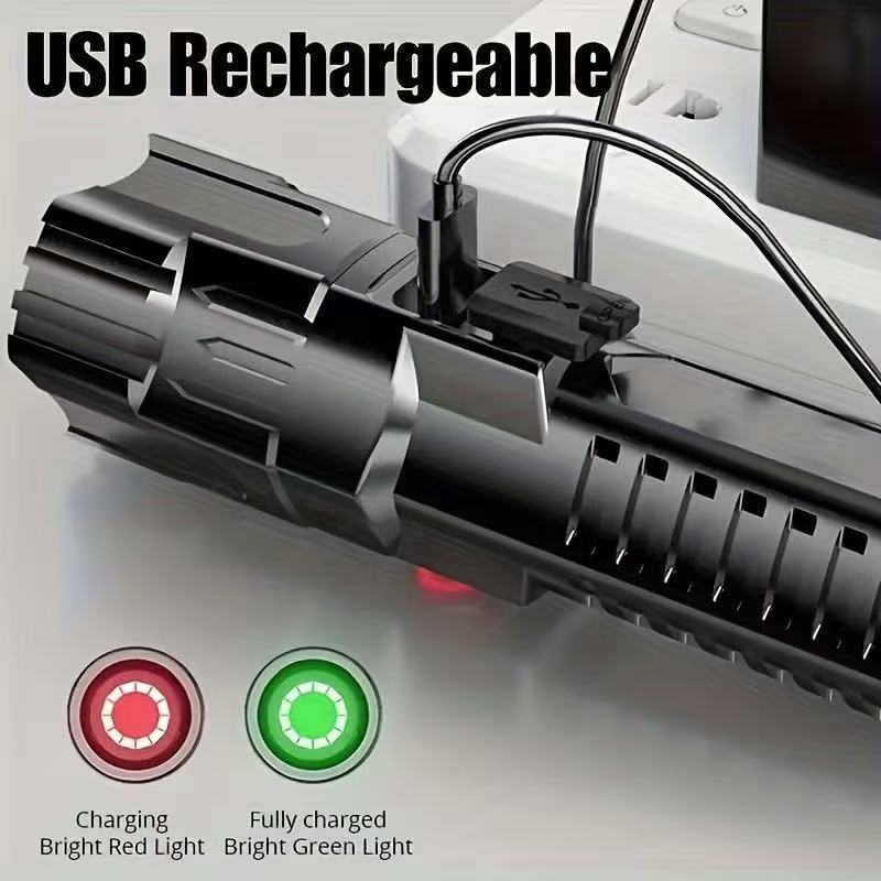 新型高出力LED懐中電灯 USB充電式トーチ ズーム機能付き - Outdoor Hunting Lights のレビューと価格