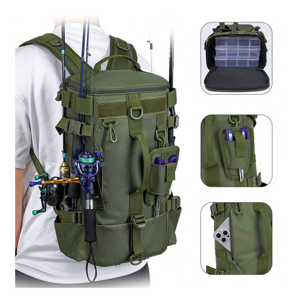 メンズ釣り用バックパック、ツールボックス収納付きワンショルダ - Outdoor Hunting Gear Storage のレビューと価格